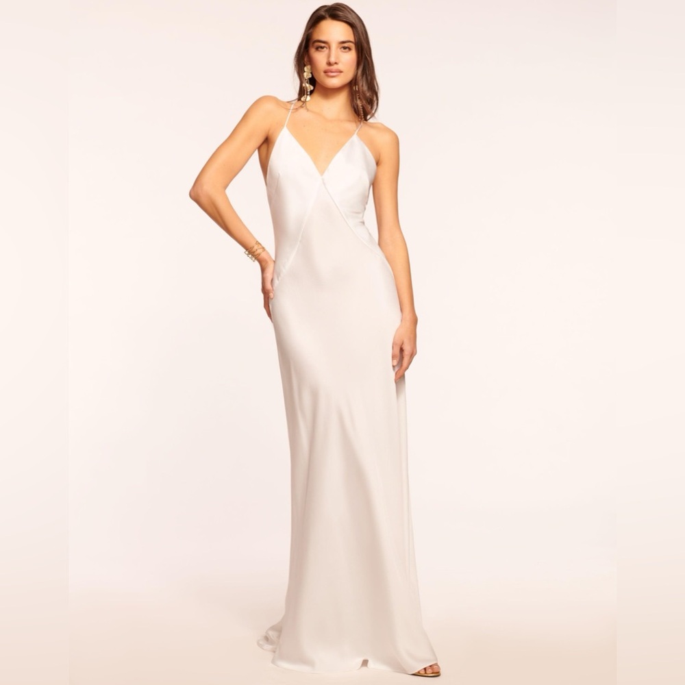 New with tags Ramy Brook Caspe V Neck gown ivory size 4